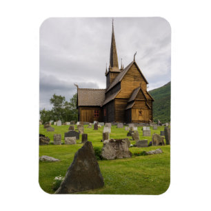 Daubekirche mit Friedhof in Norwegen Magnet