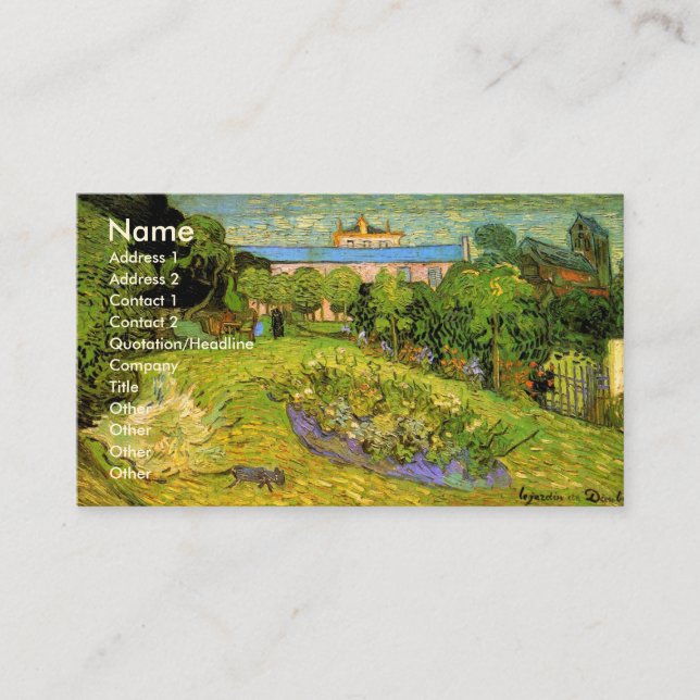Daubigny's Garden von Vincent van Gogh, Le Jardin Visitenkarte (Vorderseite)