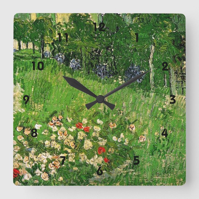 Daubignys Garten. Vincent van Gogh, schön Quadratische Wanduhr (Vorderseite)