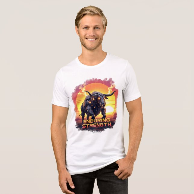Dauerhafte Kraft - Roboter-Bull-T - Shirt (Vorderseite voll)