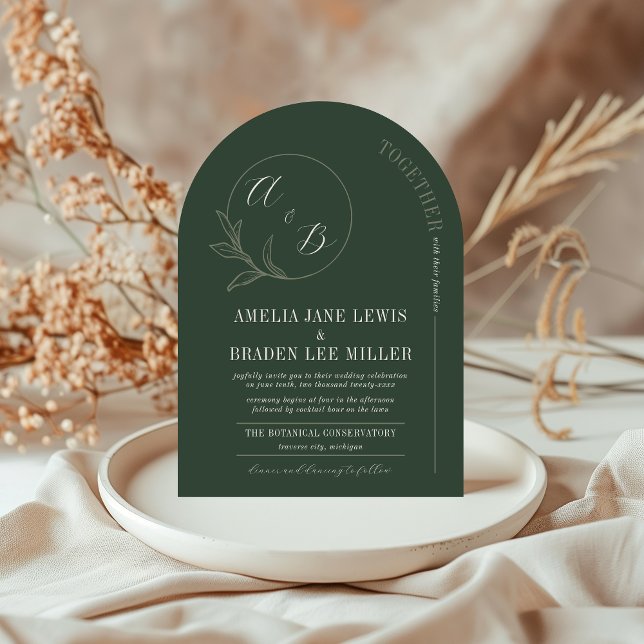 Dauerhafte Liebe | Deep Green Arch Wedding Einladung (Von Creator hochgeladen)