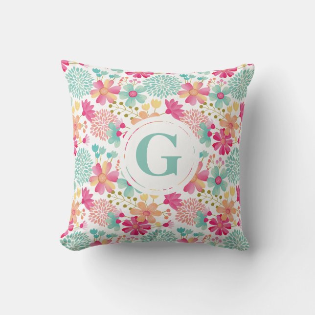 Dauers Room Personalisiert Letter Floral Pillow Kissen (Vorderseite)