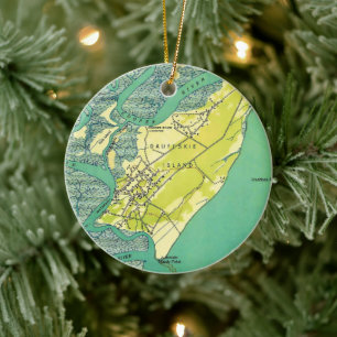 Daufuskie Island SC Karte Keramik Ornament