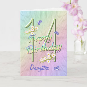 Daughter 14. Geburtstags Butterfly Garden Card Karte