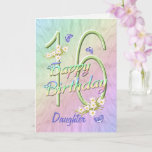 Daughter 16. Geburtstags Butterfly Garden Card Karte<br><div class="desc">Ein farbenprächtiger Regenbogen, rosa Blume und lavendelfarbene Schmetterlinge befriedigen die 16. Geburtstagskarte der Mädchen mit Freude für die Tochter. Vorname und innerhalb Vers können mit der bereitgestellten Vorlage personalisiert werden. Sie können auch die passenden Geschenke und andere Produkte genießen, die in meinem Shop erhältlich sind. Originelles Design von Anura Design...</div>