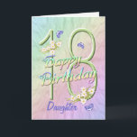 Daughter 18. Geburtstag Butterfly Garden Card Karte<br><div class="desc">Ein farbenprächtiger Regenbogen,  rosa Blume und lavendelfarbene Schmetterlinge befriedigen die 18. Happy Birthday Card der Mädchen. Vorname und innerhalb Vers können mit der bereitgestellten Vorlage personalisiert werden. Sie können auch die passenden Geschenke und andere Produkte genießen,  die in meinem Shop erhältlich sind. Originelles Design von Anura Design Studio.</div>