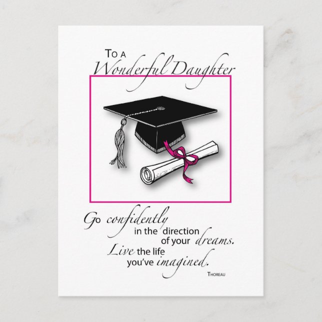 Daughter Abschluss Pink Black Postkarte (Vorderseite)