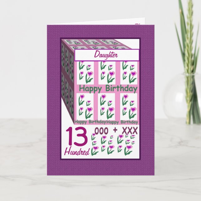 DAUGHTER - Alles Gute zum 13. Geburtstag Karte (Vorderseite)