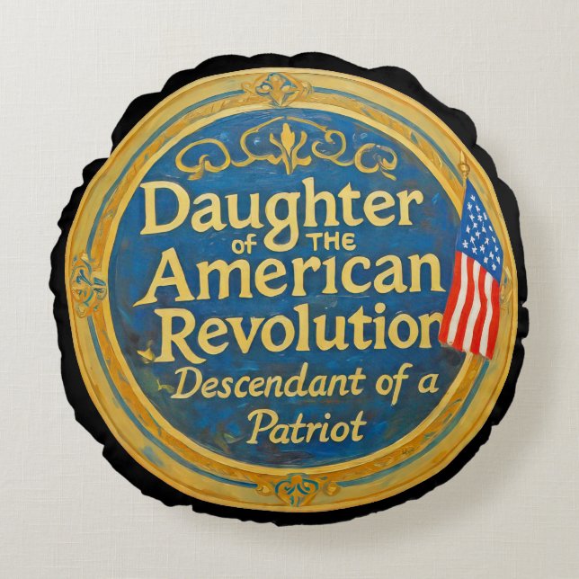 Daughter American Revolution Abkömmling Patriot Rundes Kissen (Vorderseite)