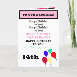 Daughter Birthday Balloons Cupcakes NAME Karte