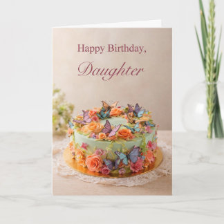 Daughter Birthday Butterfly Cake card Karte