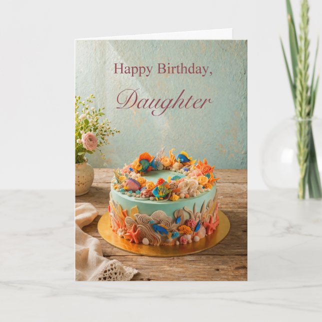 Daughter Birthday Ocean Cake card Karte (Vorderseite)