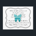 Daughter Birthday Quote Postkarte<br><div class="desc">Wir wussten, dass Gott uns wirklich sehr liebte, als er uns mit dir begabte. Du bist das schönste Geschenk, mit dem jemals jemand begabt wurde. Wir haben dich sehr Liebe. An deinem Geburtstag wünschen wir uns, dass Gott dich reichlich segnet und dein Herz mit mehr Liebe füllt. Herzlichen Glückwunsch zum...</div>