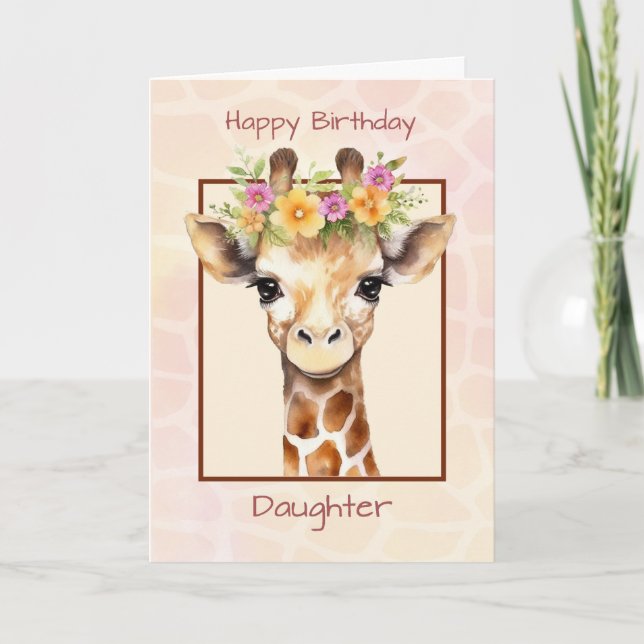 Daughter Birthday Sweet Safari Jungle Giraffe Karte (Vorderseite)