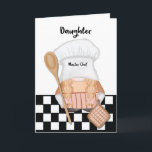 Daughter Birthday Whimsical Gnome Koch Cooking Karte<br><div class="desc">Der Gnome wird in einem Moment der Freude gefangen,  mit einem Holzlöffel und spielerisch mit der Küche verbunden. Der Hintergrund ist mit skurrilen Küchenelementen und einem spielerisch karierten Muster geschmückt und schafft so eine fröhliche und bezaubernde Szene.</div>