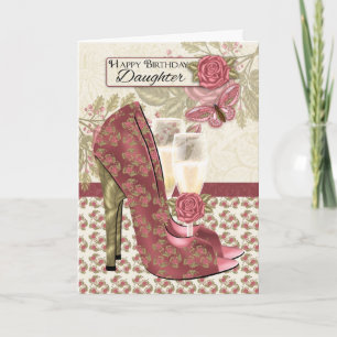 Daughter Champagner und Schuhe Geburtskarte Karte