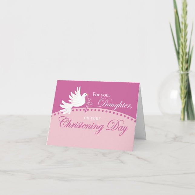 Daughter Christening Doon Pink Karte (Vorderseite)