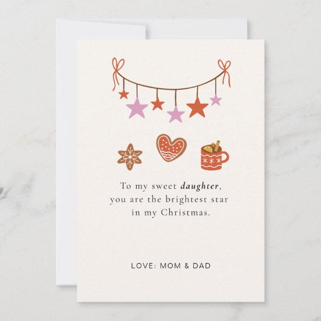 Daughter Christmas Card Cute Personalized  Feiertagskarte (Vorderseite)