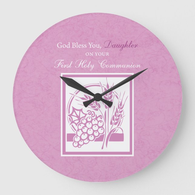 Daughter Erste Kommune, rosa Große Wanduhr (Vorderseite)