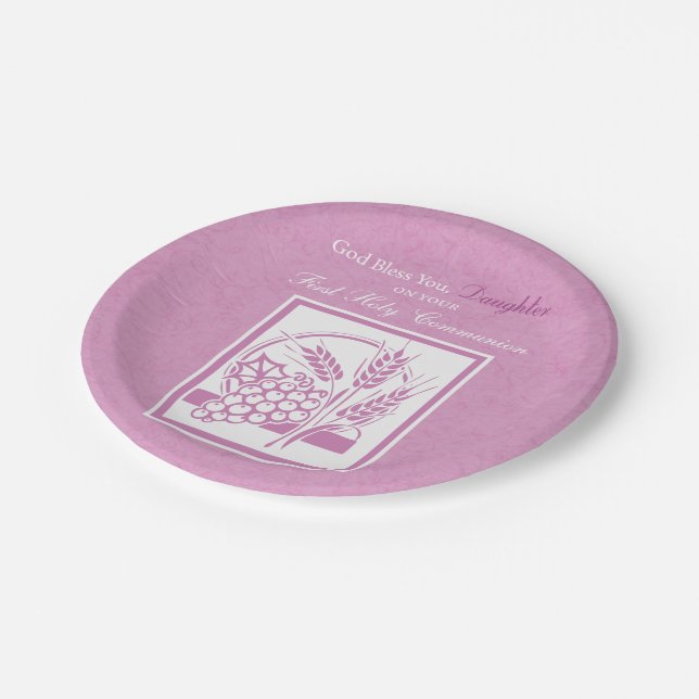 Daughter Erste Kommune, rosa Pappteller (Schrägansicht)