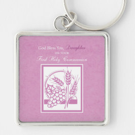 Daughter Erste Kommune, rosa Schlüsselanhänger