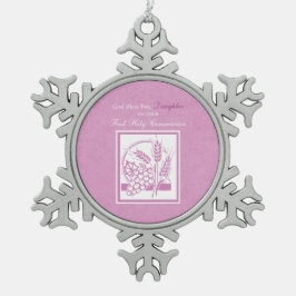 Daughter Erste Kommune, rosa Schneeflocken Zinn-Ornament