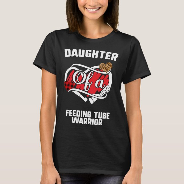 Daughter Feeding Tube Awareness Leopard Buffalo Pl T-Shirt (Vorderseite)