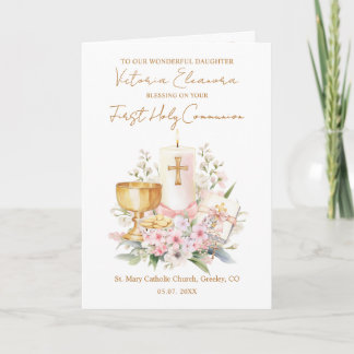 Daughter First Holy Communion Chalice Candle Karte