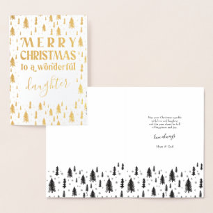 Daughter Frohe Weihnachtsbaumen Gold Foil Card Folienkarte