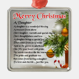 Daughter Gedicht - Weihnachtsbild Silbernes Ornament