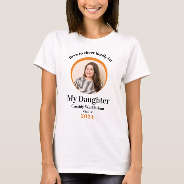 Daughter Graduate Orange Foto Abschluss T-Shirt (Vorderseite)