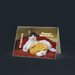 Daughter Happy Birthday Kitten mit Toy Tiger Karte<br><div class="desc">Sie können diese Karte mit dem Namen und dem Alter Ihrer Tochter personalisieren.  "Liebste Tochter,  hoffe,  dein Geburtstag ist pur und schmutzig!"</div>