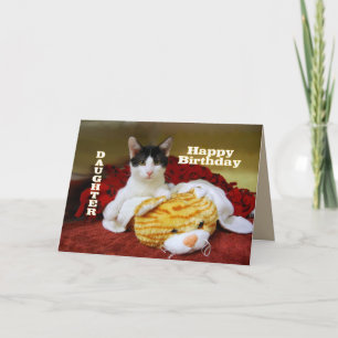 Daughter Happy Birthday Kitten mit Toy Tiger Karte