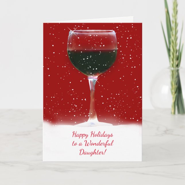 Daughter Happy Holidays Funny Wine Themed Karte (Vorderseite)