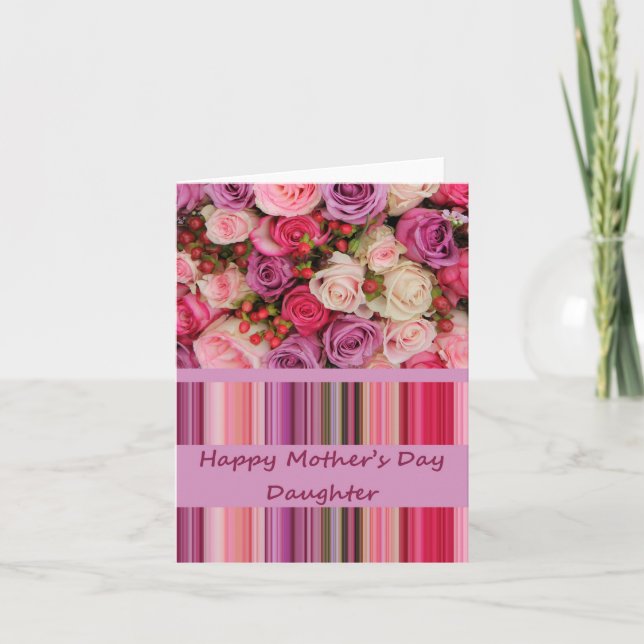 Daughter Happy Mother Day Rose Card Karte (Vorderseite)