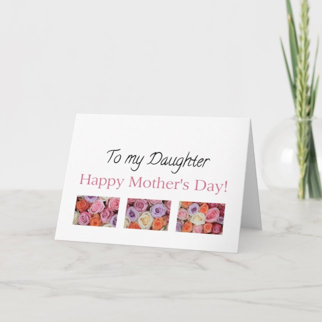 Daughter Happy Mother Day Rose Card Karte (Vorderseite)