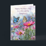 Daughter Happy Mothers Day Pretty Spring Flowers Karte<br><div class="desc">A lovely spring garden bursting with pink cosmos blossoms,  drawing graceful butterflies. An ideal Mother’s Day card for your daughter.</div>