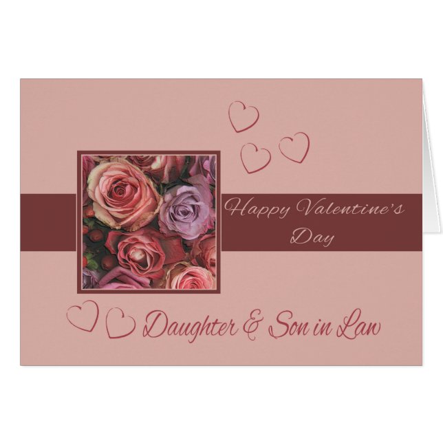 Daughter & Husband Happy Valentine's Day Rose (Vorderseite (Horizontal))