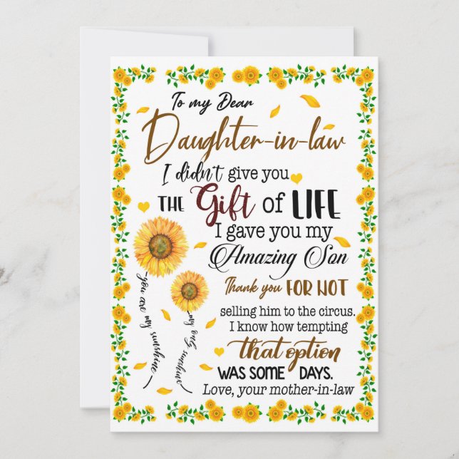 Daughter Lovers | Zu meiner lieben Schwiegertochte Einladung (Vorderseite)