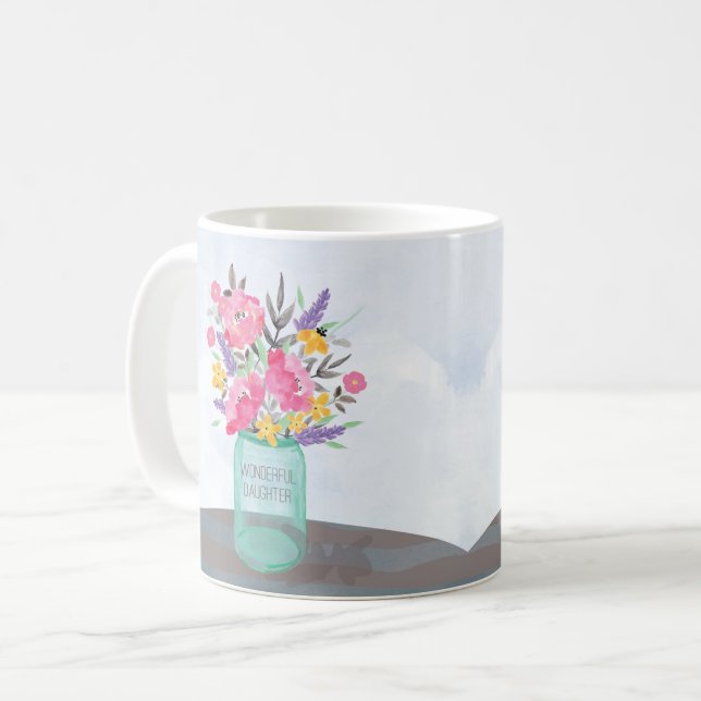 Daughter Mutter's Day Mason Jar Vase Kaffeetasse (Vorderseite Links)