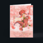 Daughter-Niedliche Geburtstag-Karte, rosa Drache u Karte<br><div class="desc">Daughter-Niedliche Geburtstag-Karte,  rosa Drache und Fee</div>