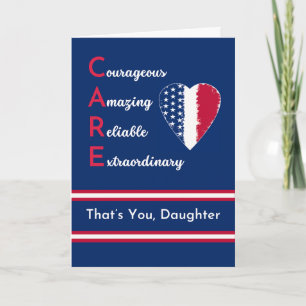Daughter Nurses Day Patriotic mit CARE und Herz Karte