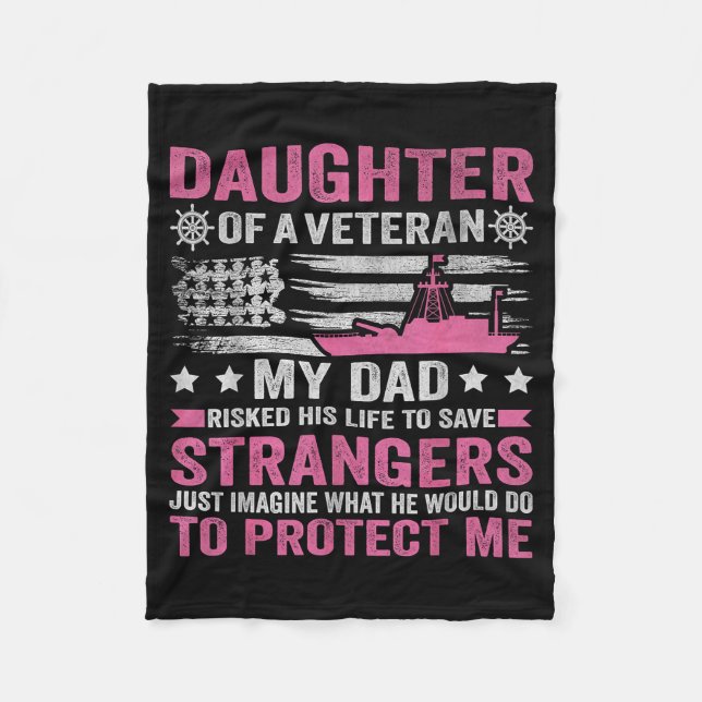 Daughter Of A Veteran Us Veteran Dad Daughter Vete Fleecedecke (Vorderseite)