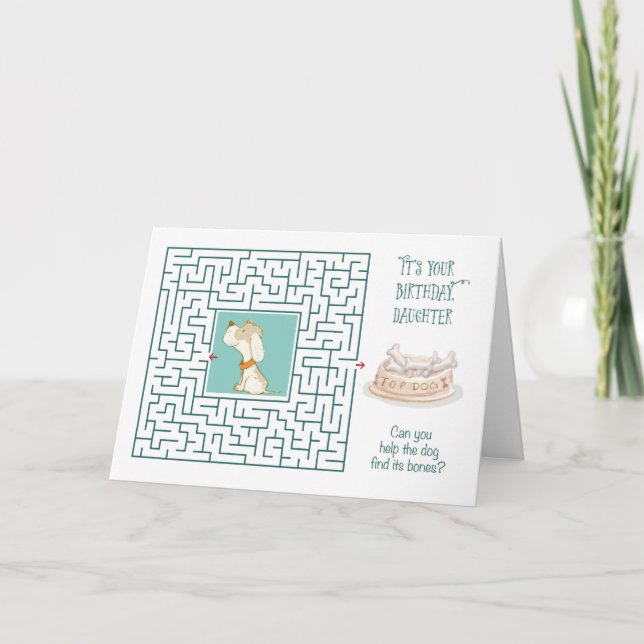 Daughter Phantastischer Geburtstagspuzzle Maze Dog Karte (Vorderseite)