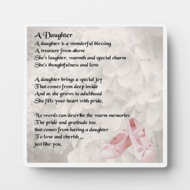Daughter Poem Plaque - Design der Ballettschuhe Fotoplatte (Vorderseite)