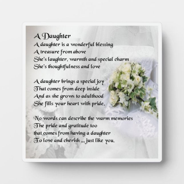 Daughter Poem Plaque - Hochzeitsdesign Fotoplatte (Vorderseite)
