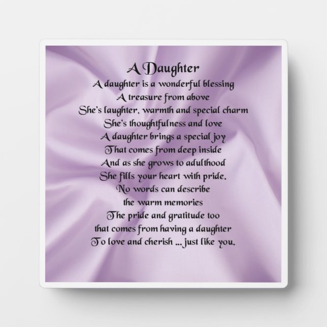 Daughter Poem Plaque - Lilac Silk Design Fotoplatte (Vorderseite)