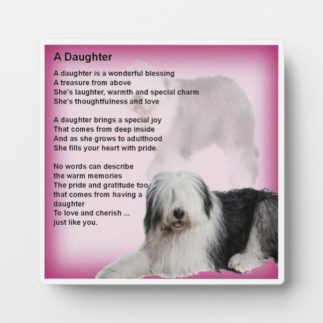 Daughter Poem Plaque - Old English Sheepdog Fotoplatte (Vorderseite)