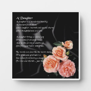 Daughter Poem Plaque - Rose zum Schwarzen Design Fotoplatte