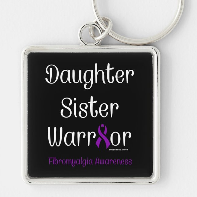 Daughter Schwester Warrior...Fibro Schlüsselanhänger (Vorne)